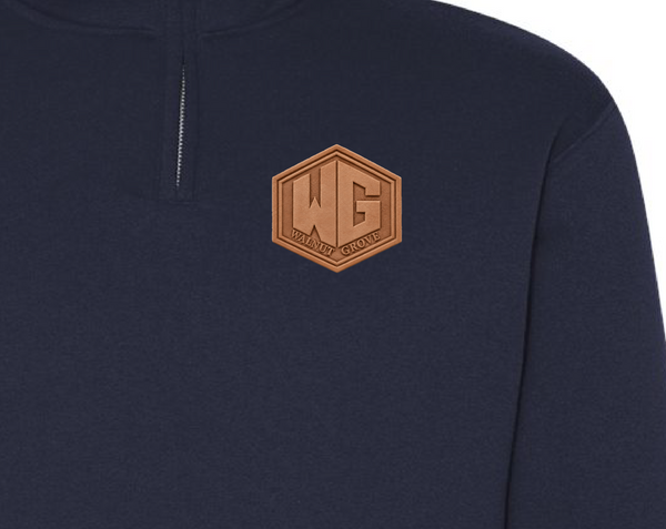 Fleece Quarter Zip with Leather Logo Patch