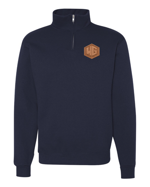 Fleece Quarter Zip with Leather Logo Patch